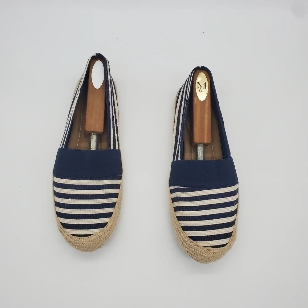 Mia Fabbiolla Striped  Espadrilles Slip-on Shoes Navy Women's 9.5 Shoes